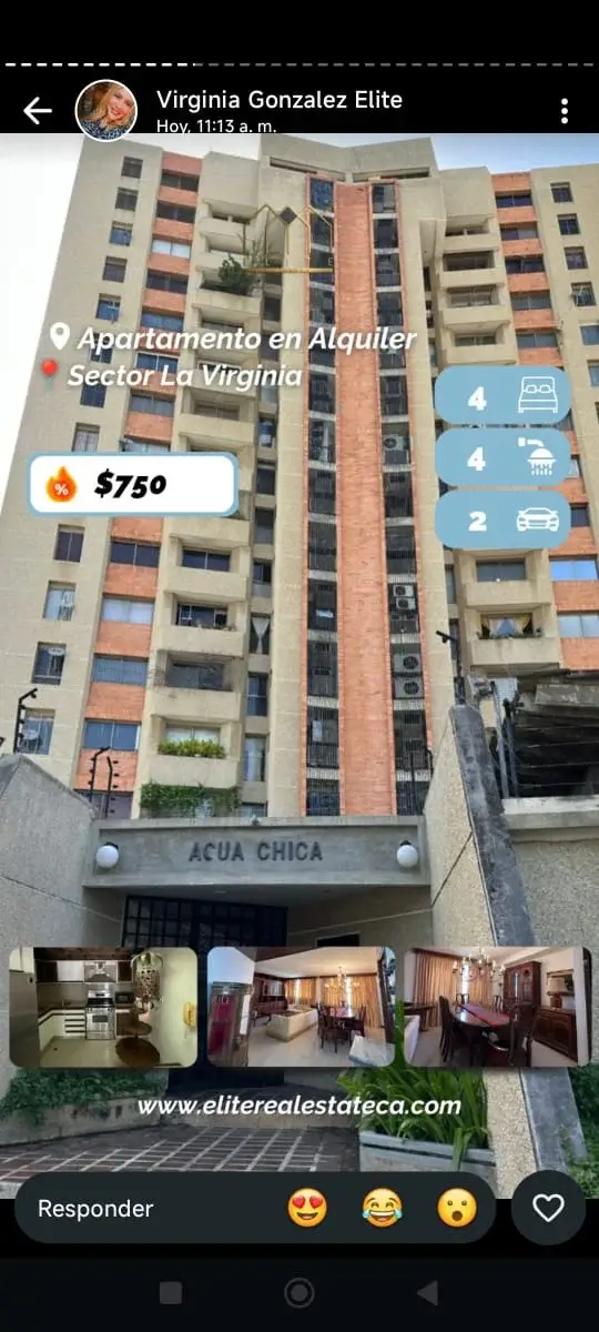 ALQUILER DE APARTAMENTO EN SECTOR LA VIRGINIA MILAGRO 