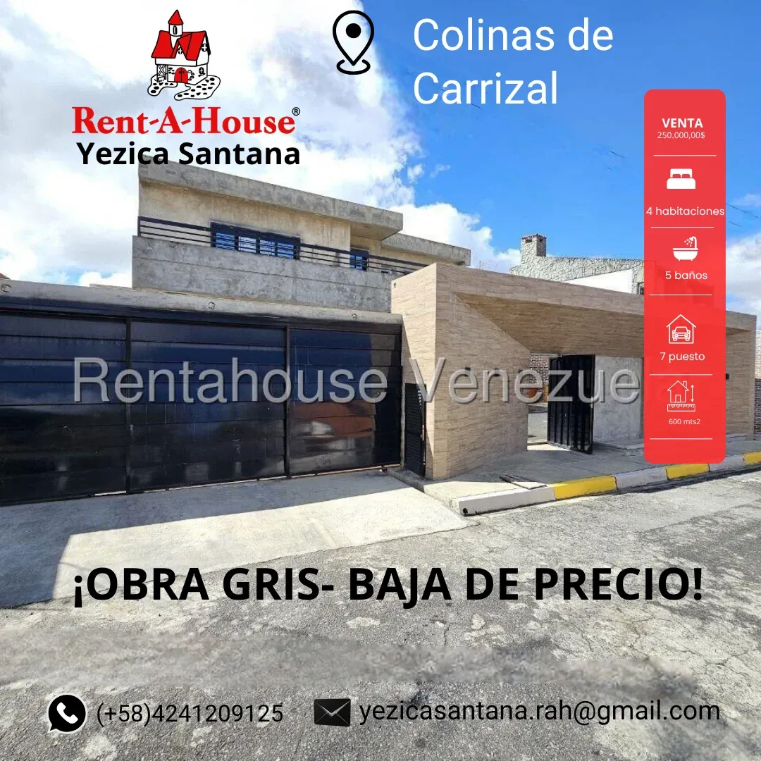 VENTA CASA OBRA GRIS COLINAS DE CARRIZAL, BAJA DE PRECIO 