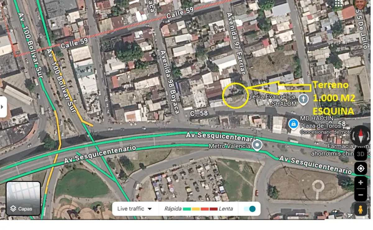 Vendo terreno ubicado frente a la estación del Metro La Monumental. Valencia Carabobo