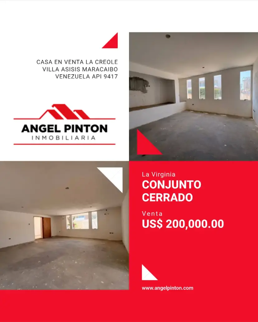 CASA EN VENTA LA CREOLE VILLA ASISIS MARACAIBO VENEZUELA API 9417