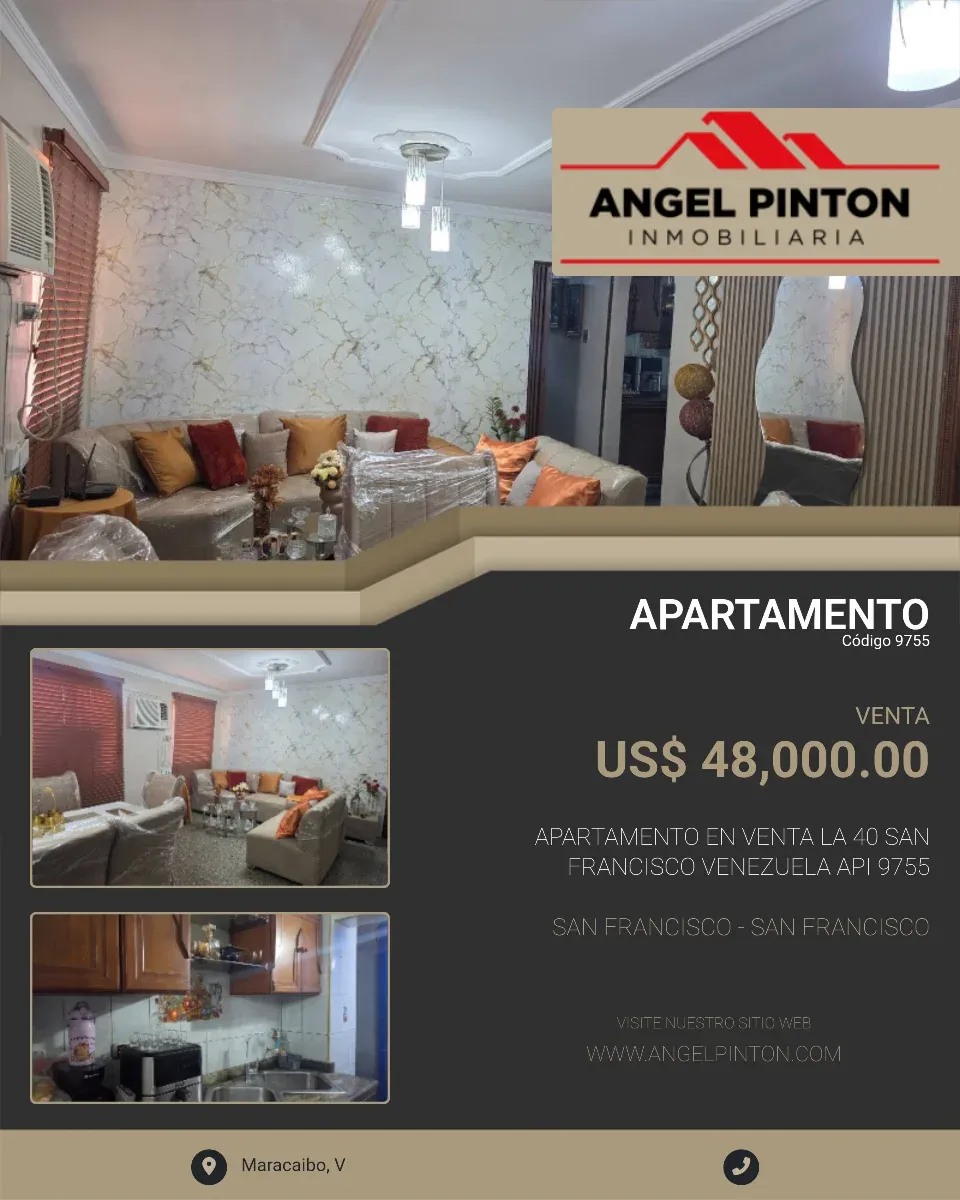 APARTAMENTO EN VENTA LA 40 SAN FRANCISCO VENEZUELA API 9755