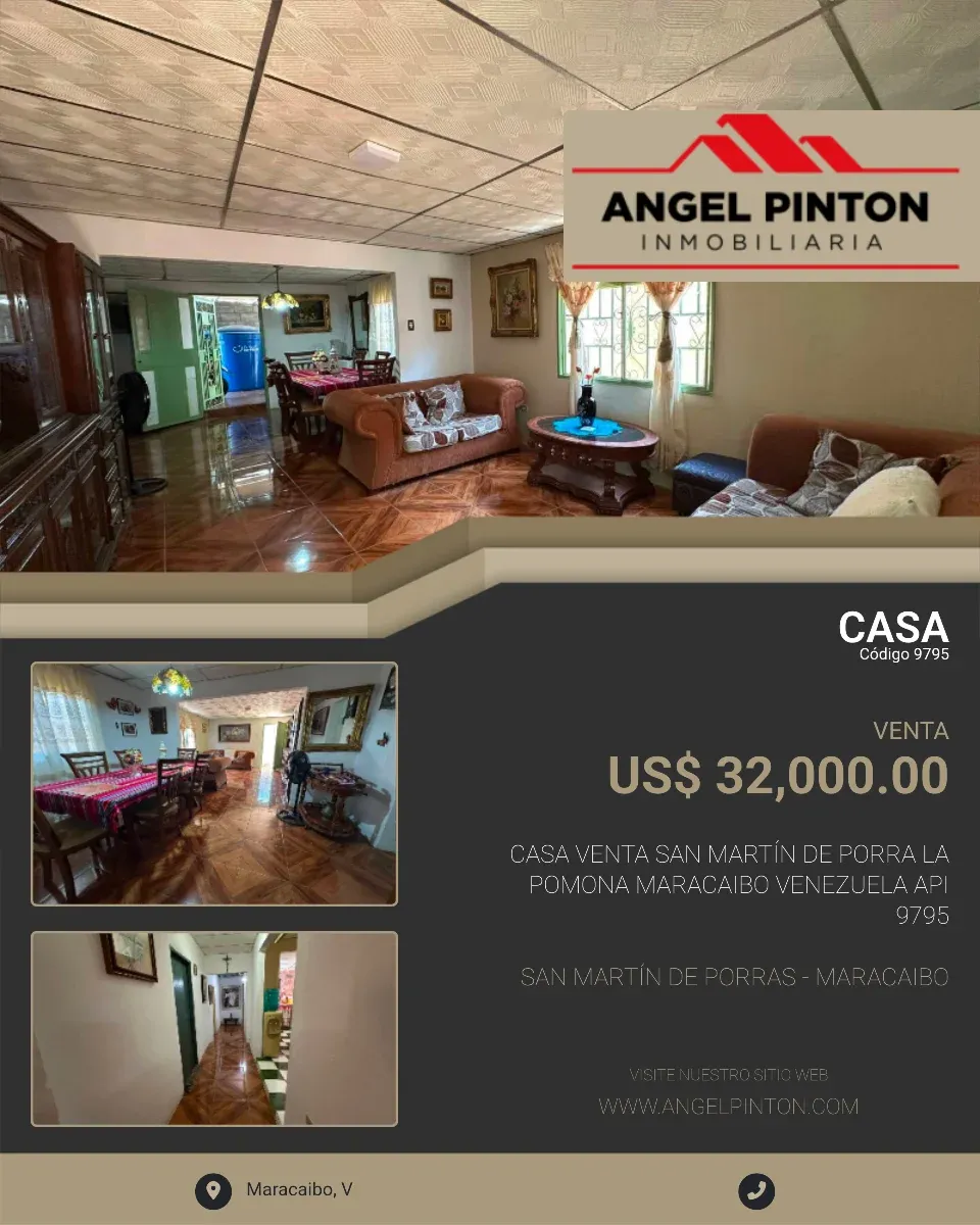 CASA VENTA SAN MARTÍN DE PORRA LA POMONA MARACAIBO VENEZUELA API 9795