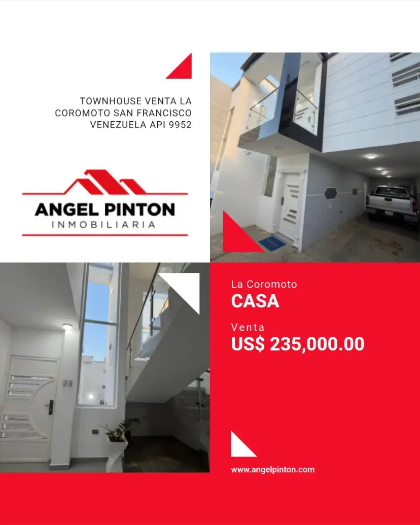 TOWNHOUSE VENTA LA COROMOTO SAN FRANCISCO VENEZUELA API 9952