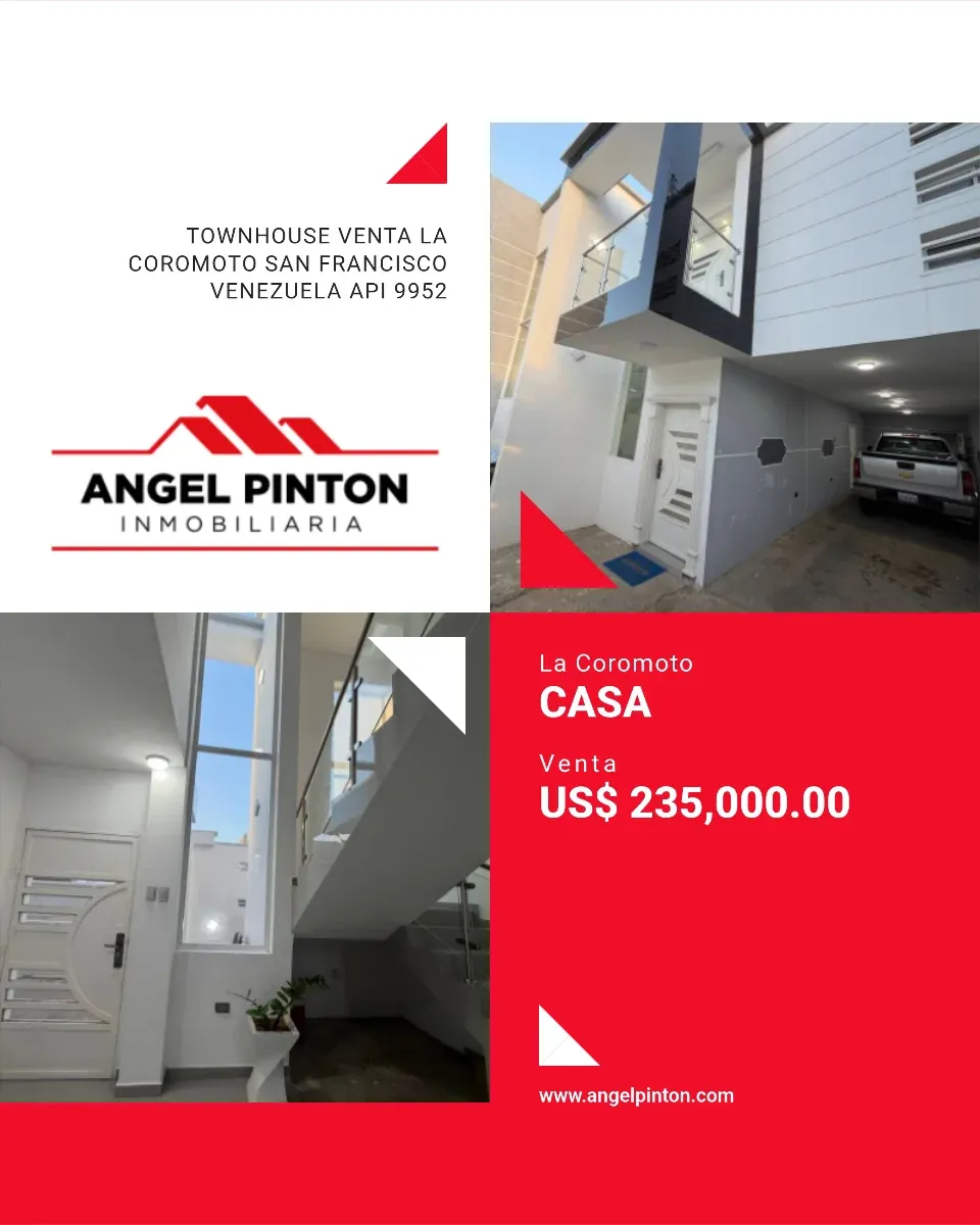 TOWNHOUSE VENTA LA COROMOTO SAN FRANCISCO VENEZUELA API 9952