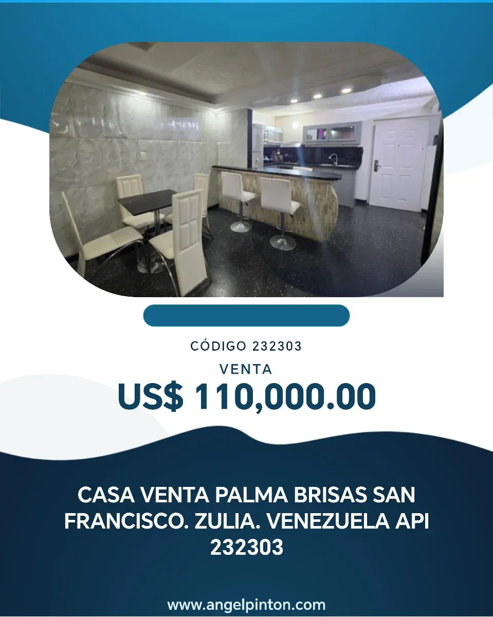 CASA VENTA PALMA BRISAS SAN FRANCISCO. ZULIA. VENEZUELA API 232303