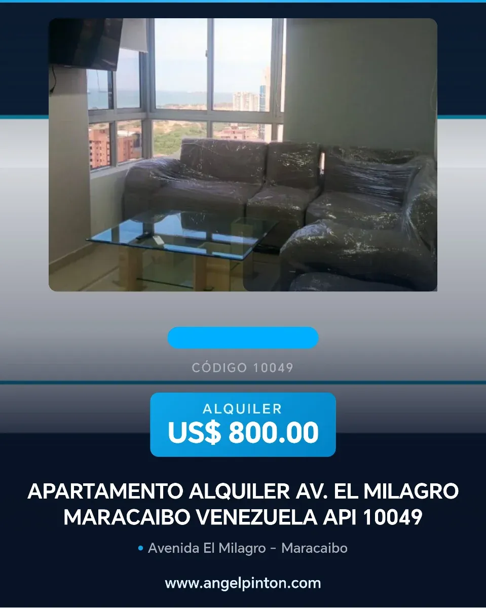 APARTAMENTO ALQUILER AV. EL MILAGRO MARACAIBO VENEZUELA API 10049