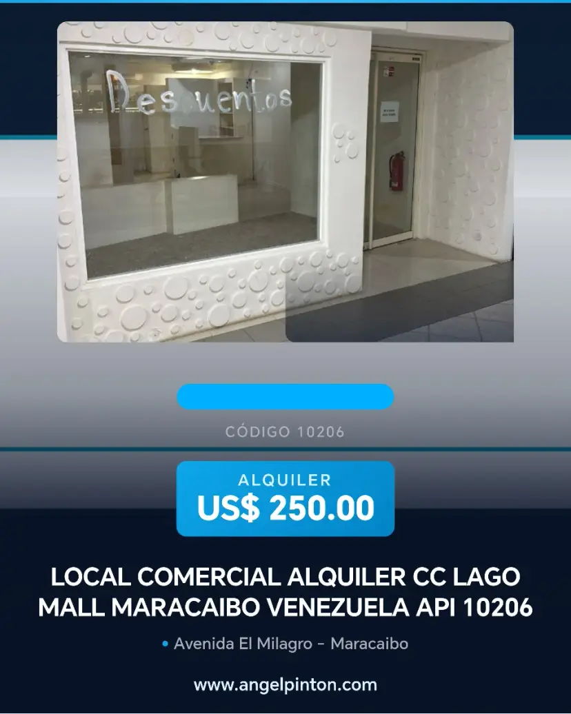 LOCAL COMERCIAL ALQUILER CC LAGO MALL MARACAIBO VENEZUELA API 10206