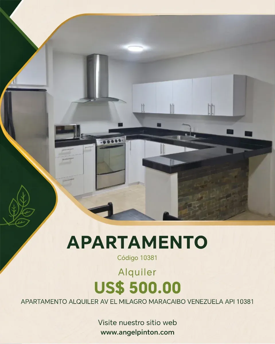 APARTAMENTO ALQUILER AV EL MILAGRO MARACAIBO VENEZUELA API 10381