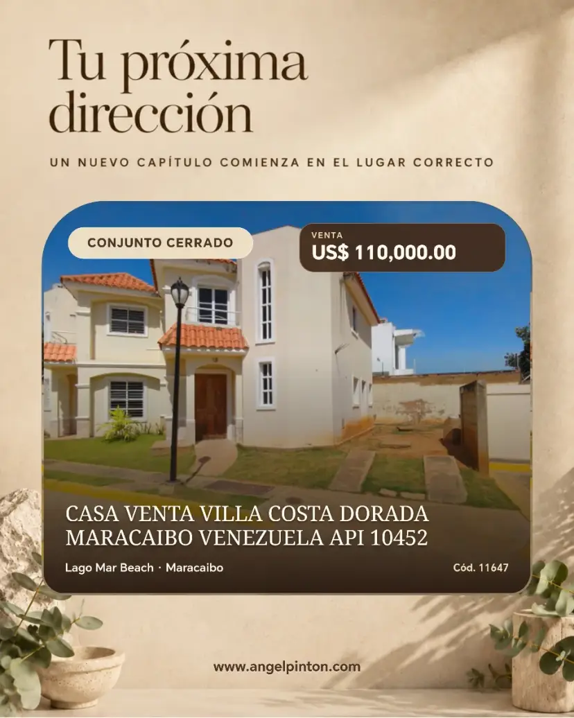 CASA VENTA VILLA COSTA DORADA MARACAIBO VENEZUELA API 10452