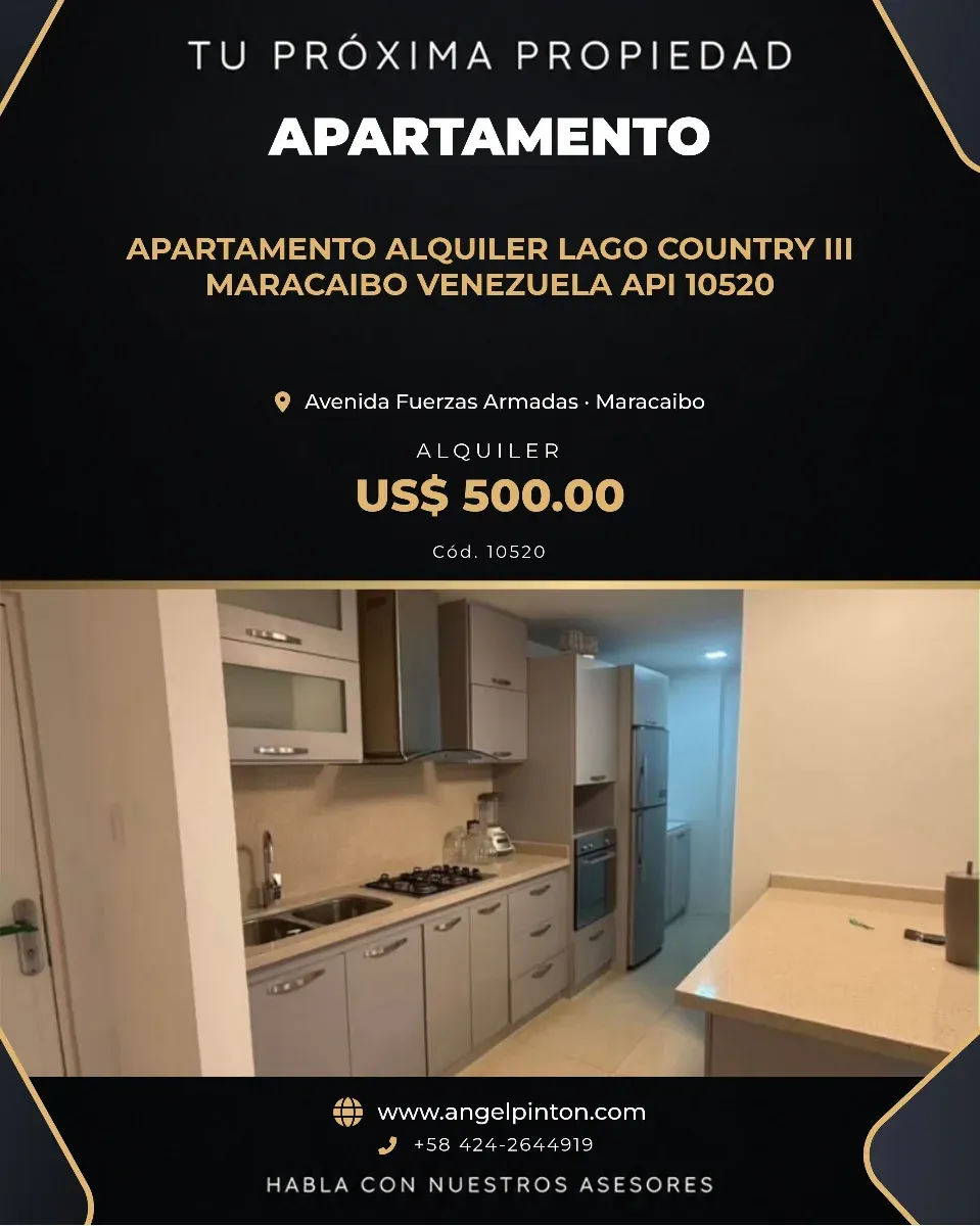 APARTAMENTO ALQUILER LAGO COUNTRY III MARACAIBO VENEZUELA API 10520