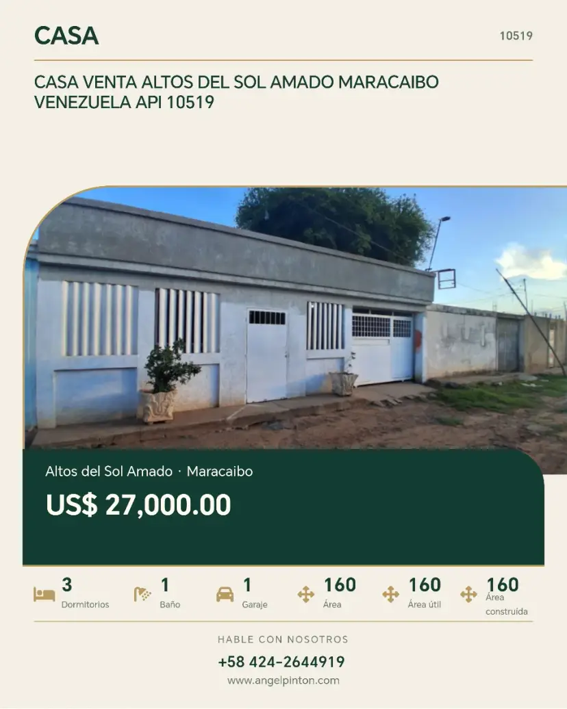 CASA VENTA ALTOS DEL SOL AMADO MARACAIBO VENEZUELA API 10519