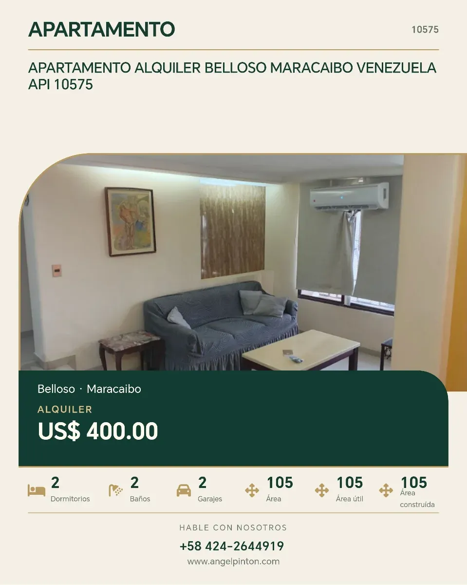 APARTAMENTO ALQUILER BELLOSO MARACAIBO VENEZUELA API 10575
