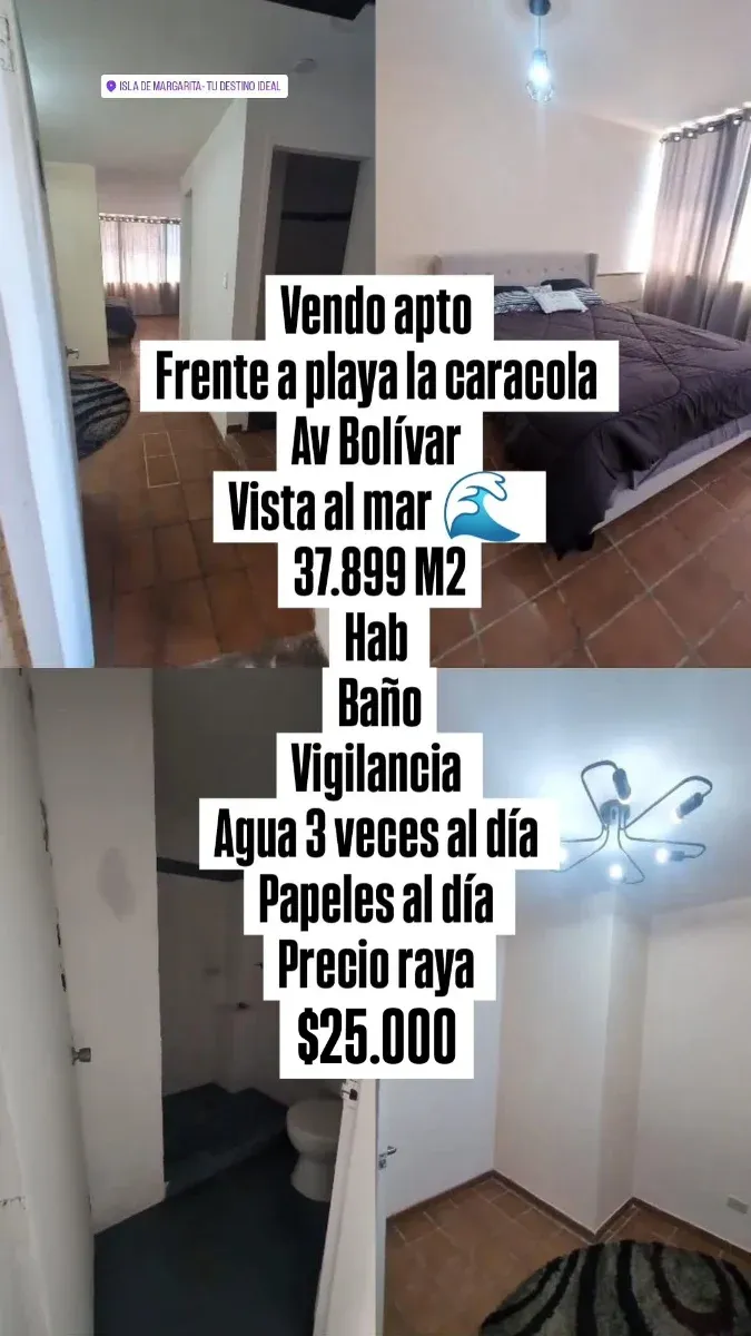 VENDO APTO TIPO ESTUDIO REMODELADOS ‼️A PRECIO DE OPORTUNIDAD ‼️ FRENTE A PLAYA LA CARACOLA UBICA