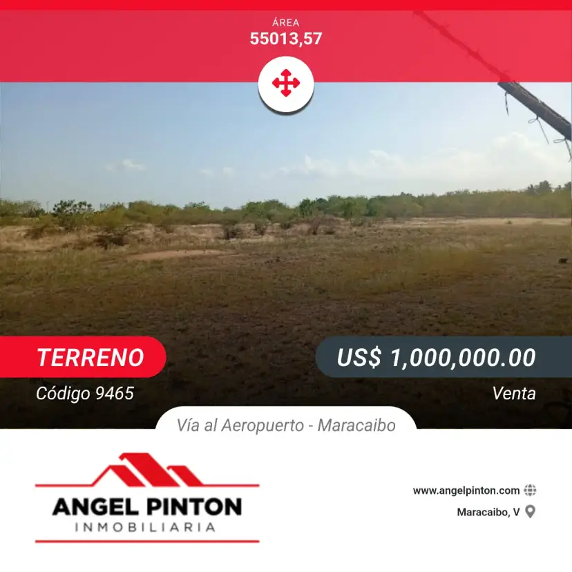API 9465 TERRENO VENTA VIA AL AEROPUERTO MARACAIBO VENEZUELA   $ 1.000.000. Elluz Blanco