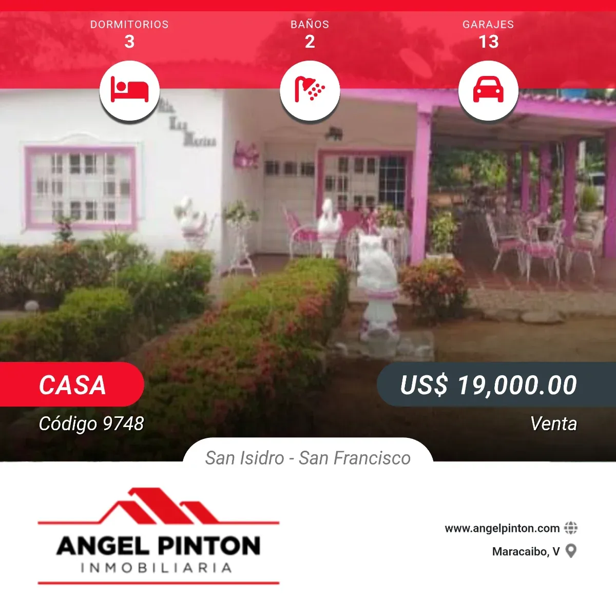 API 9748 CASA EN VENTA SAN ISIDRO KM 18 SAN FRANCISCO VENEZUELA  19.000$  Elluz Blanco 04146952930