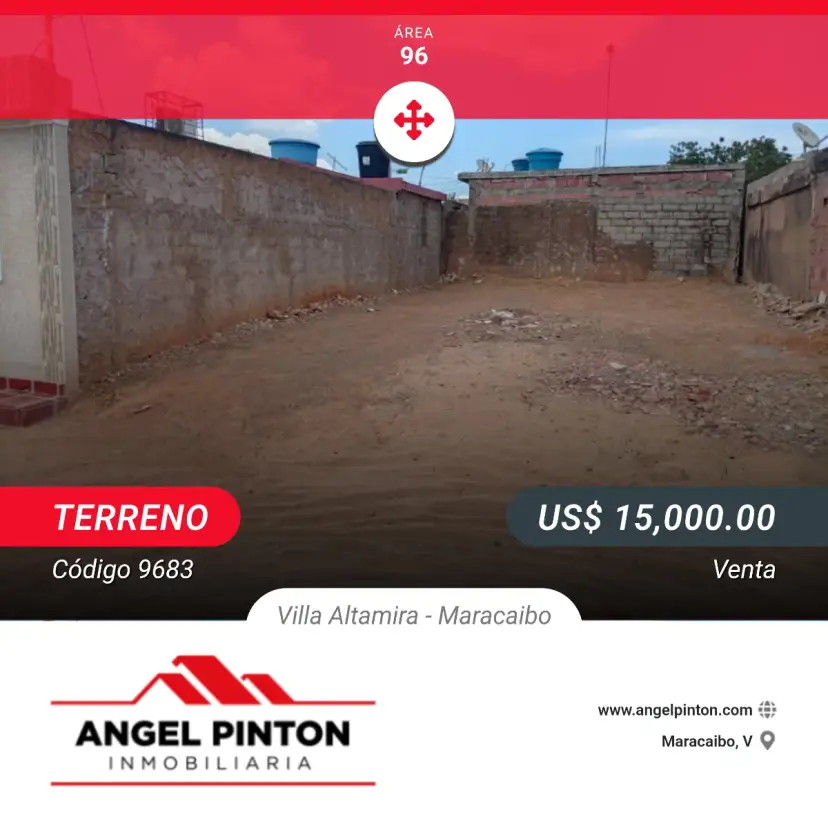API 9683 TERRENO VENTA VILLA ALTAMIRA MARACAIBO VENEZUELA  $ 15.000  Elluz Blanco 