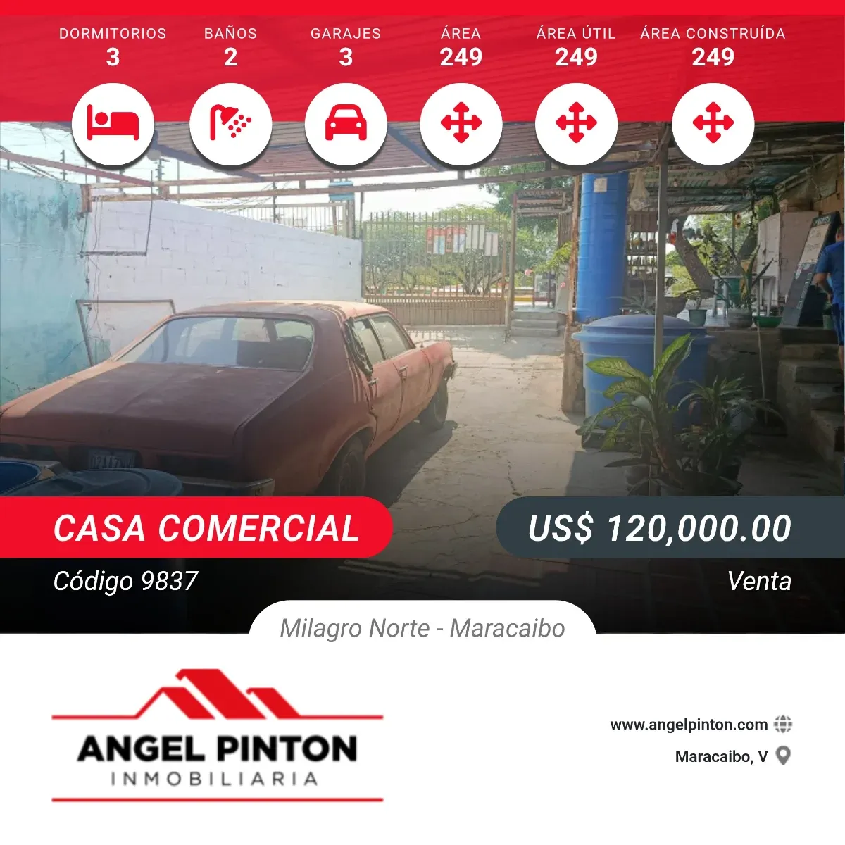API 9837 CASA COMERCIAL EN VENTA MILAGRO NORTE MARACAIBO VENEZUELA  $120.000 negociable Elluz Blanco
