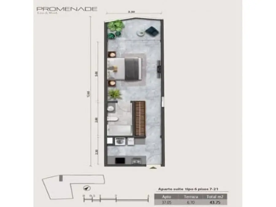 VENTA DE APARTAMENTO DE LUJO 43.75m2 TORRE PROMENADE, LAS MERCEDES - 2