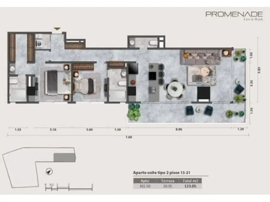 VENTA DE APARTAMENTO DE LUJO 123m2 EN TORRE PROMENADE, LAS MERCEDES - 2