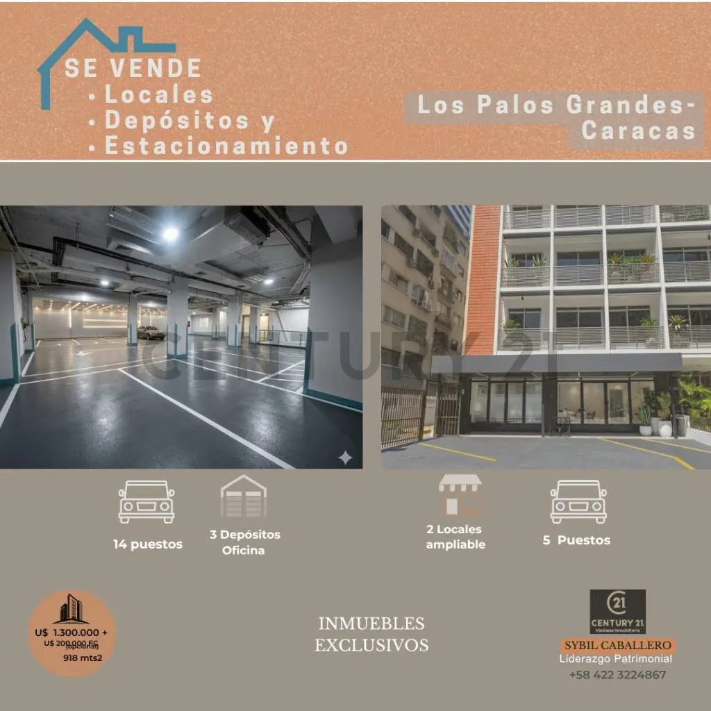 En venta Local con depósitos en LPG, Chacao ($1.3M), 14 puestos.