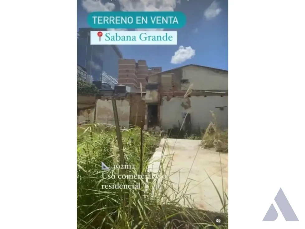 Vendo terreno 392m2 Sabana Grande 1644 - 2