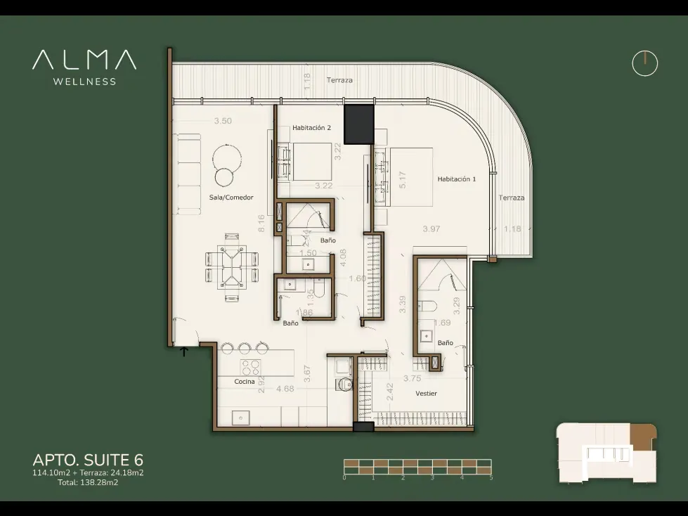 VENTA DE APARTAMENTO CON FINANCIAMIENTO, 138.28m², ALMA WELLNESS - 2