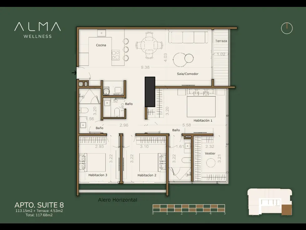 VENTA DE APARTAMENTO CON FINANCIAMIENTO, 117.68m², ALMA WELLNESS - 2